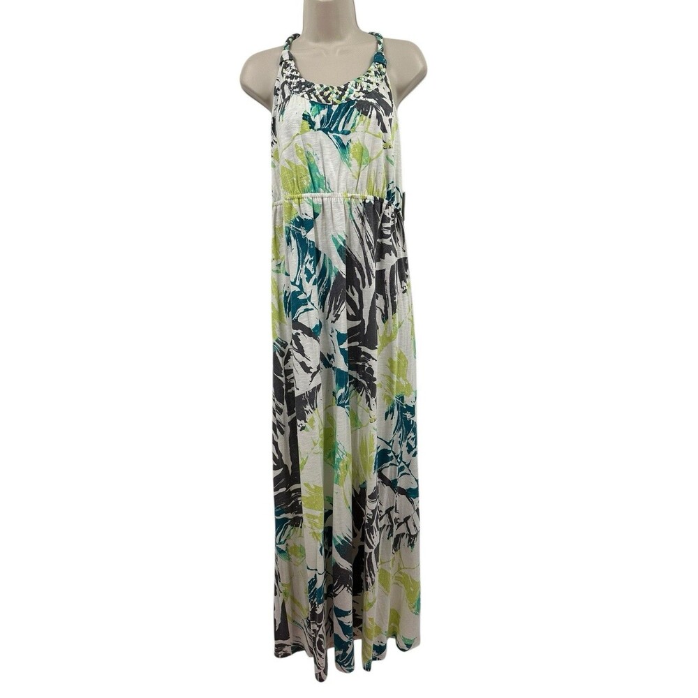 Sonoma Maxi Dress Large Tropical Print Hawaiian Cruise Resort Palm Print Halter